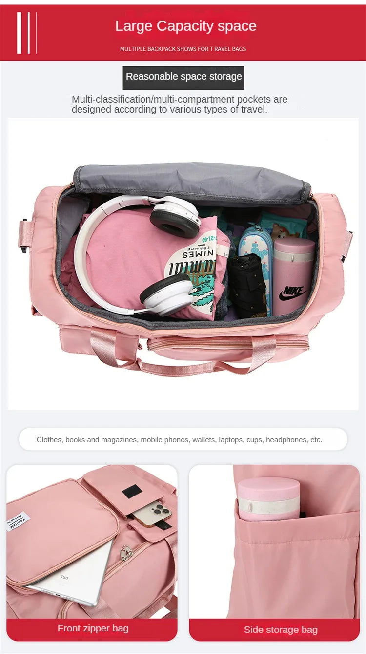 Large Capacity Gym/Overnight Duffle Bag with Shoe Compartment