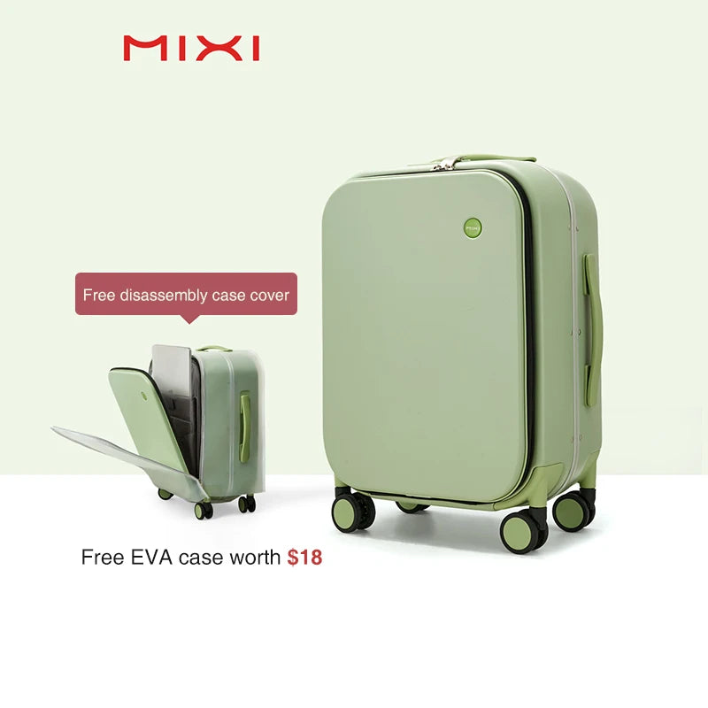 Mixi Aluminum Frame Carry-On Suitcase - 18/20/24 Inch Rolling Luggage with Hollow Wheel Design