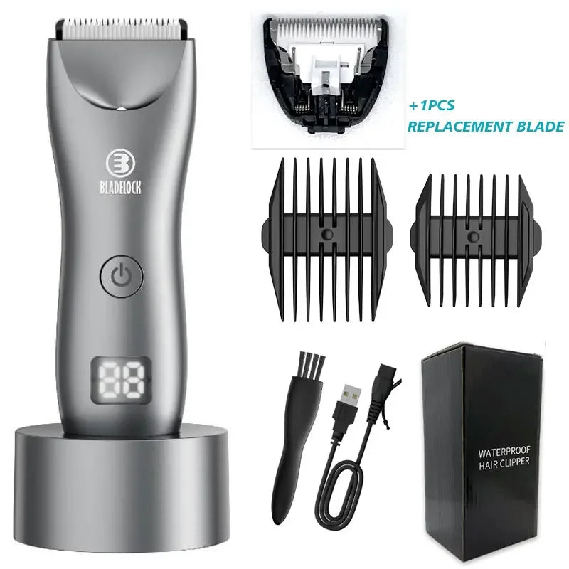 Men's Body Hair Trimmer - Electric Groin Trimmer for Sensitive Areas with Waterproof Safety Razor