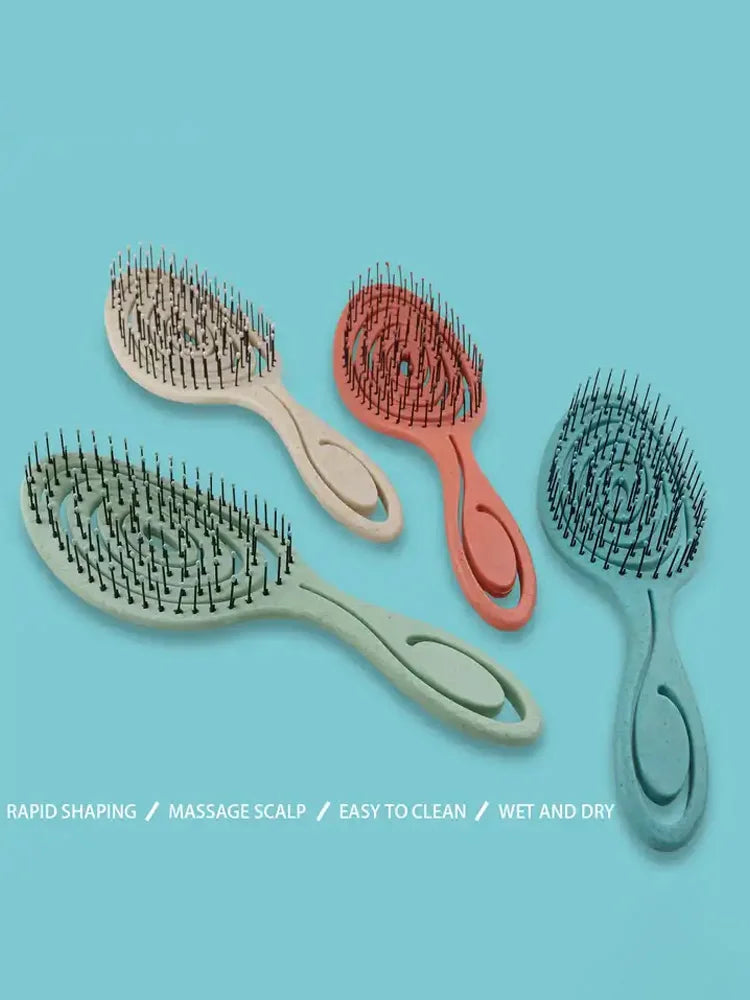 Wet & Dry Hair Detangling Brush - Massage Comb with Nylon Bristles for Curly Hair