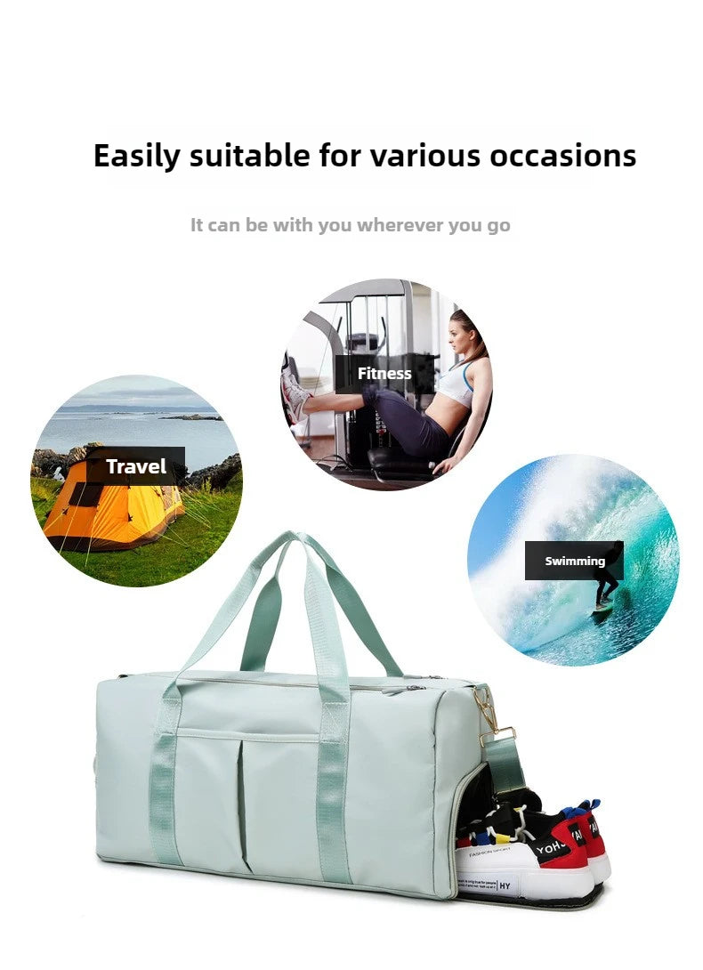 Outdoor Waterproof Nylon Sports Gym Bag with shoe Compartment