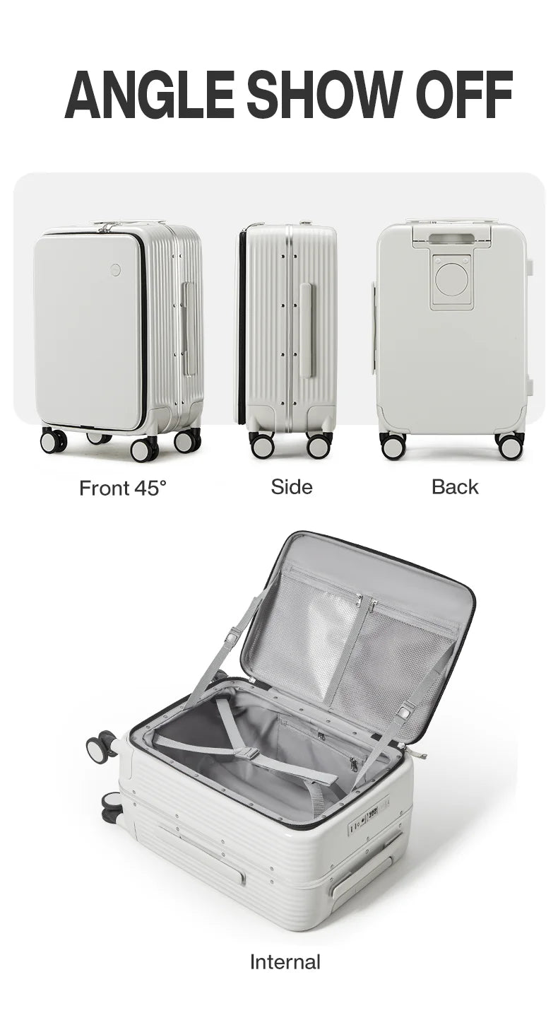 Mixi Aluminum Frame Carry-On Suitcase with USB Charging Port - 20/24 Inch Rolling Luggage
