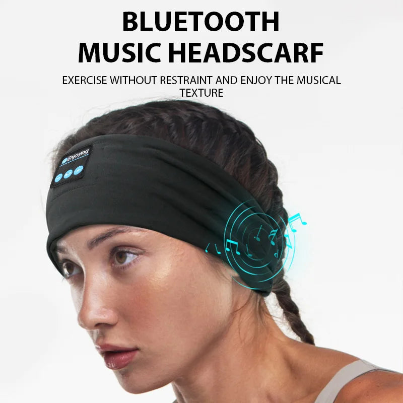 Black sports headband headphones with side control and ear speaker pads