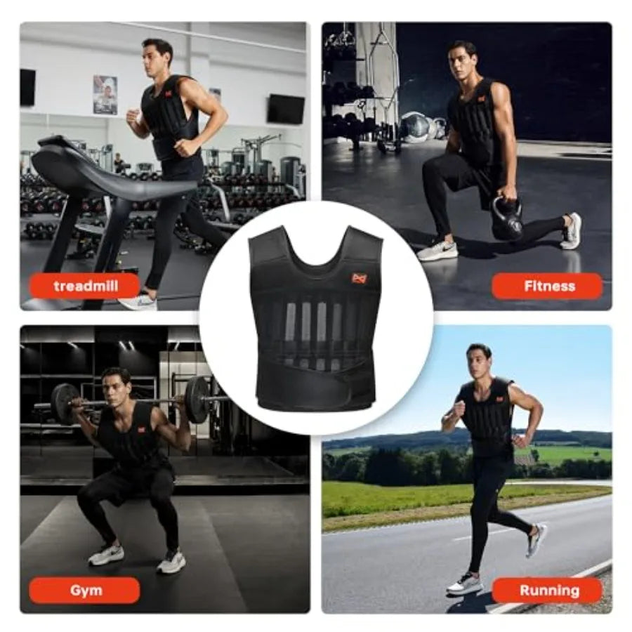 44 lbs Adjustable Weighted Vest Set - 5-Piece Training Kit with Steel Plates