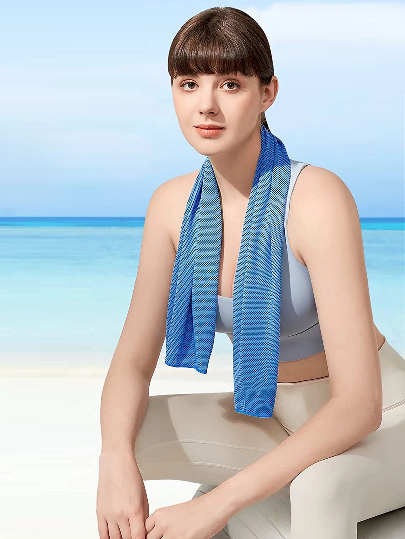 4-pack Cedar & Moore cooling towels, blue microfiber, 35.4x11.8 inches for gym, yoga and outdoors