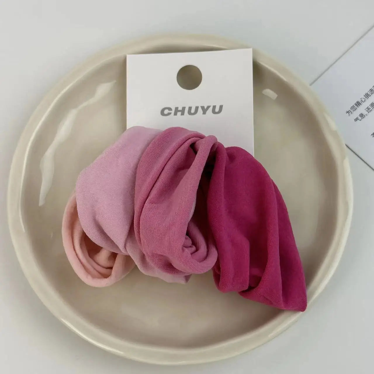 4-Piece Solid Wide Hair Band Scrunchies - Thickened Ponytail Holders for Women