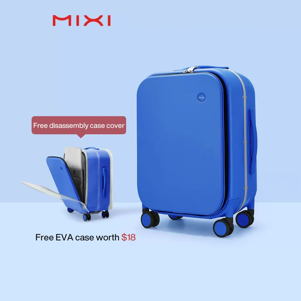 Mixi Aluminum Frame Carry-On Suitcase - 18/20/24 Inch Rolling Luggage with Hollow Wheel Design