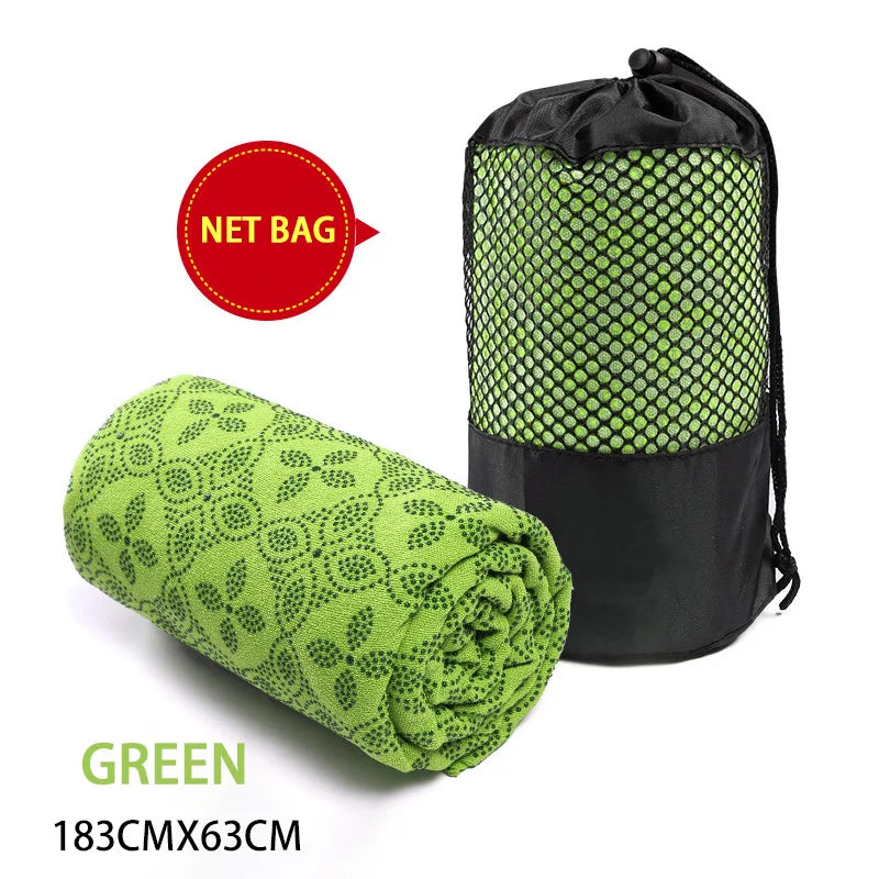 Non-Slip Yoga Towel Cedar & Moore, green 183x63cm with net bag