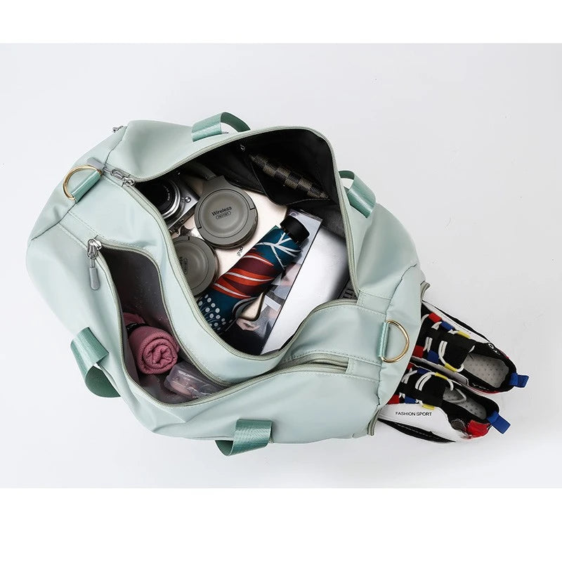 Outdoor Waterproof Nylon Sports Gym Bag with shoe Compartment