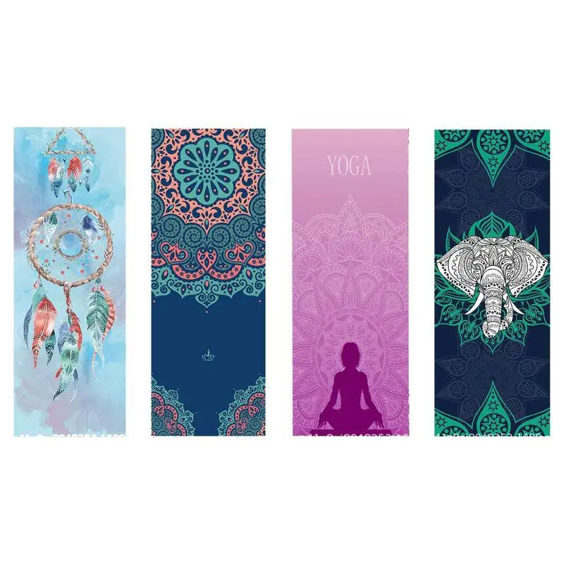 Mat-Sized Yoga Towel set of 4; non-slip microfiber, 185x64cm for hot yoga and Pilates