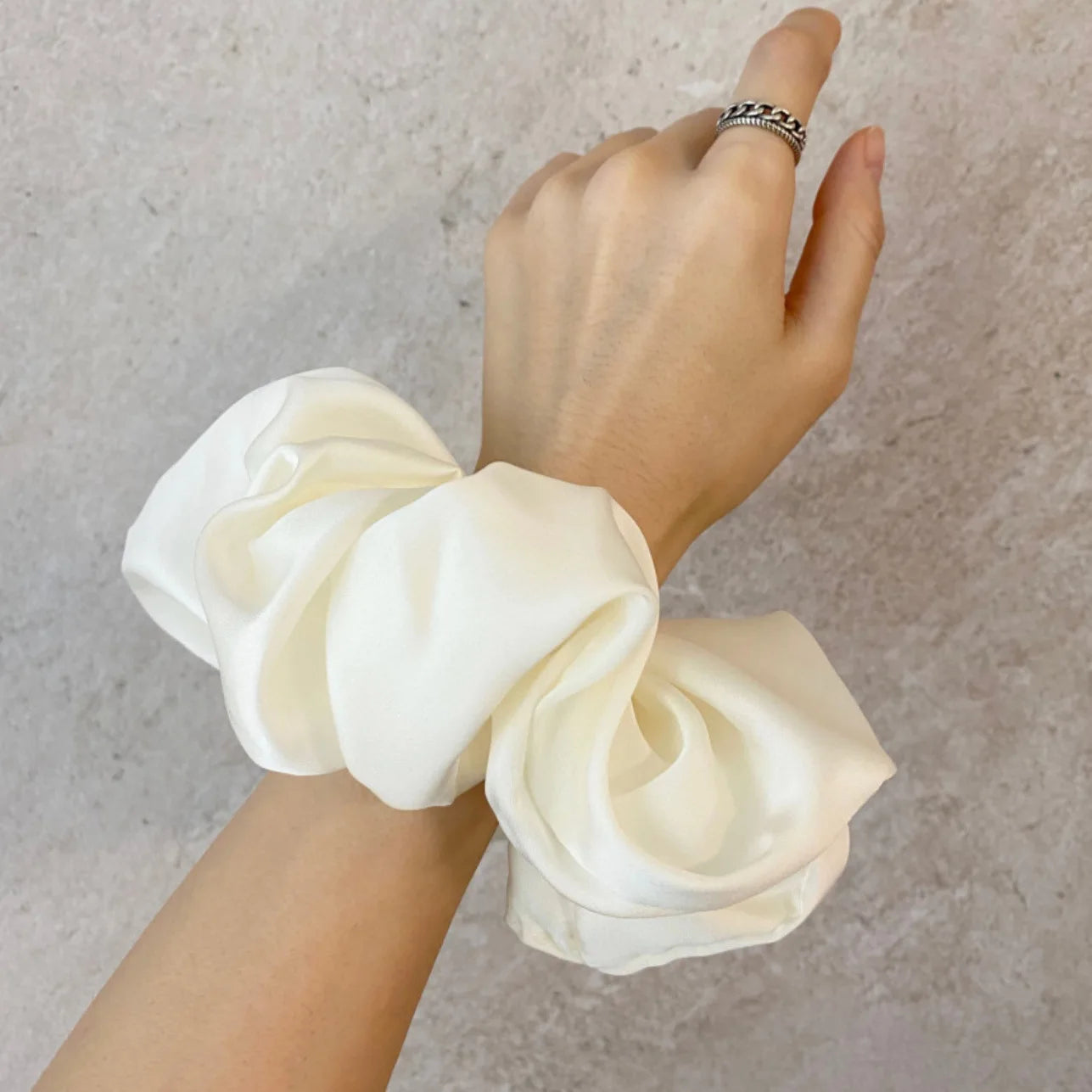 Fashion Oversized Silk Chiffon Scrunchies - Elastic Hair Ties for Women