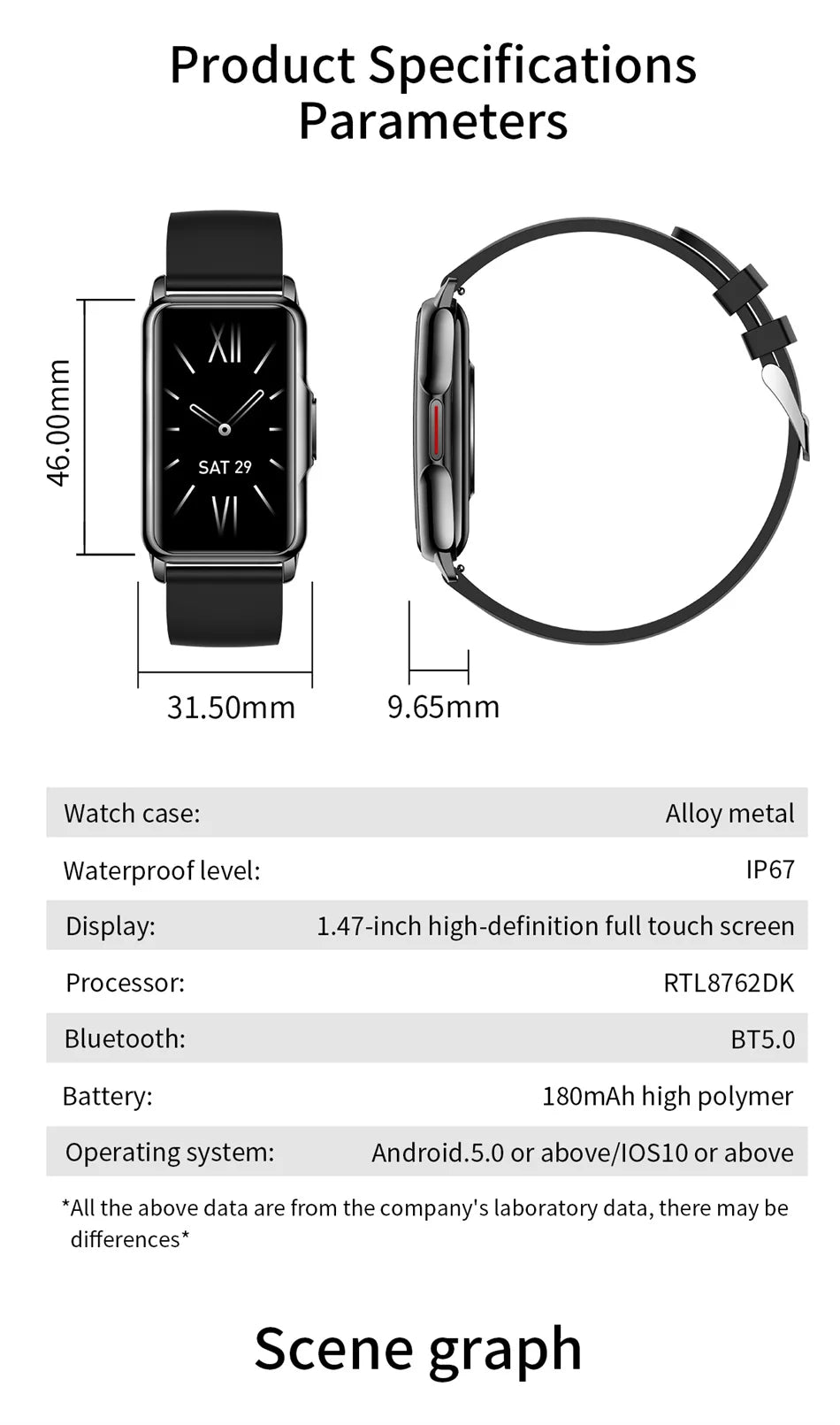 Android & IOS Smartwatch Heart Rate Monitoring Waterproof 20+Sport Modes