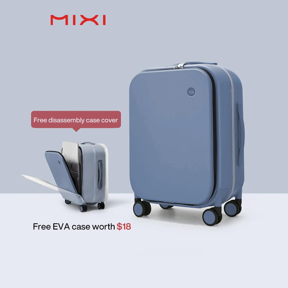 Mixi Aluminum Frame Carry-On Suitcase - 18/20/24 Inch Rolling Luggage with Hollow Wheel Design