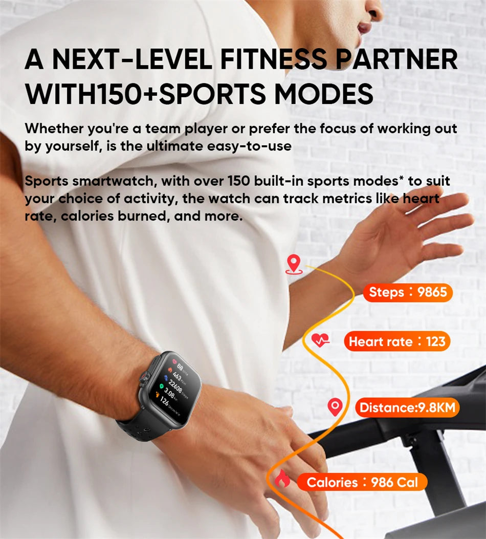 Cedar & Moore smart watch with 1.96-inch AMOLED display, Bluetooth calling, black strap, health monitoring