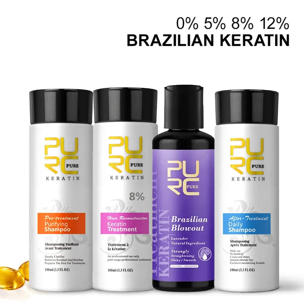 PURC Brazilian Keratin Hair Treatment - Professional Straightening & Smoothing System
