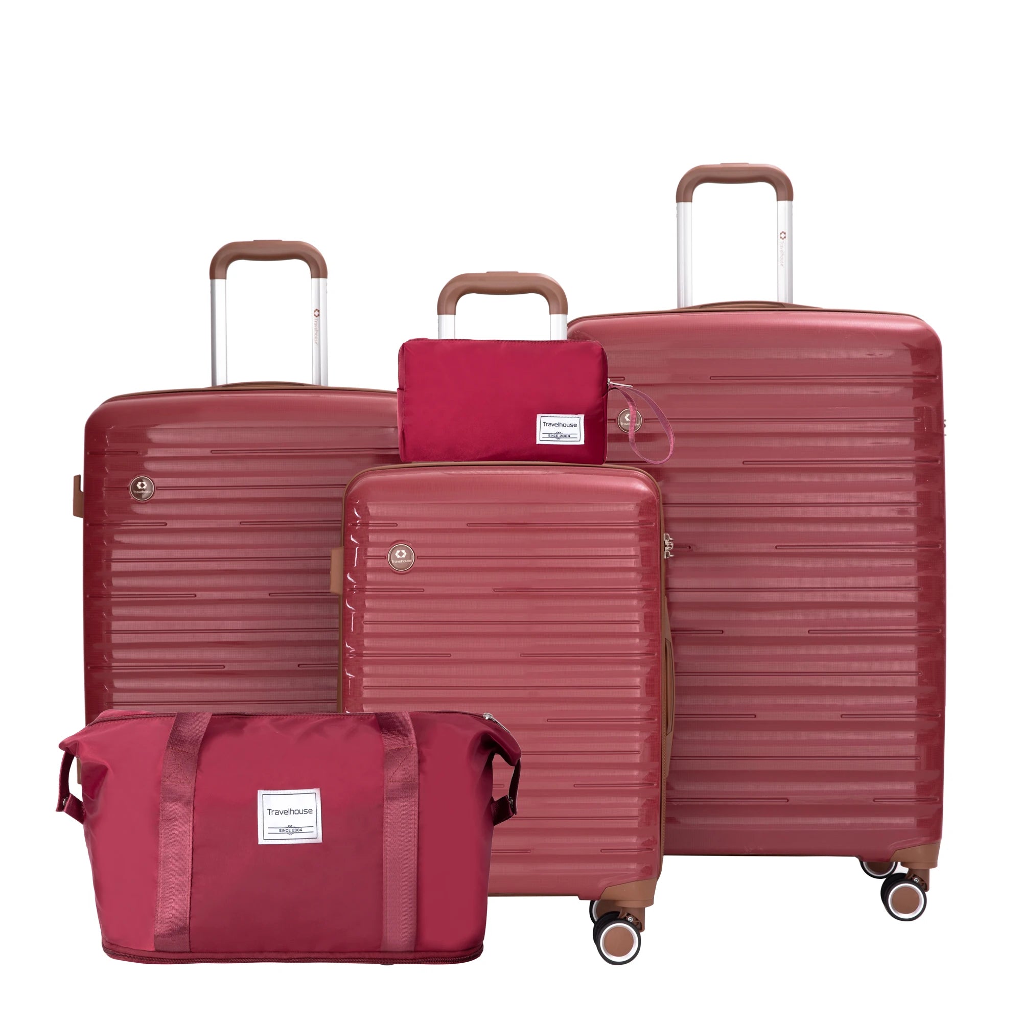 5-Piece Hardcase Luggage Travel Set with Double Spinner Wheels, TSA Lock & Duffle Bag
