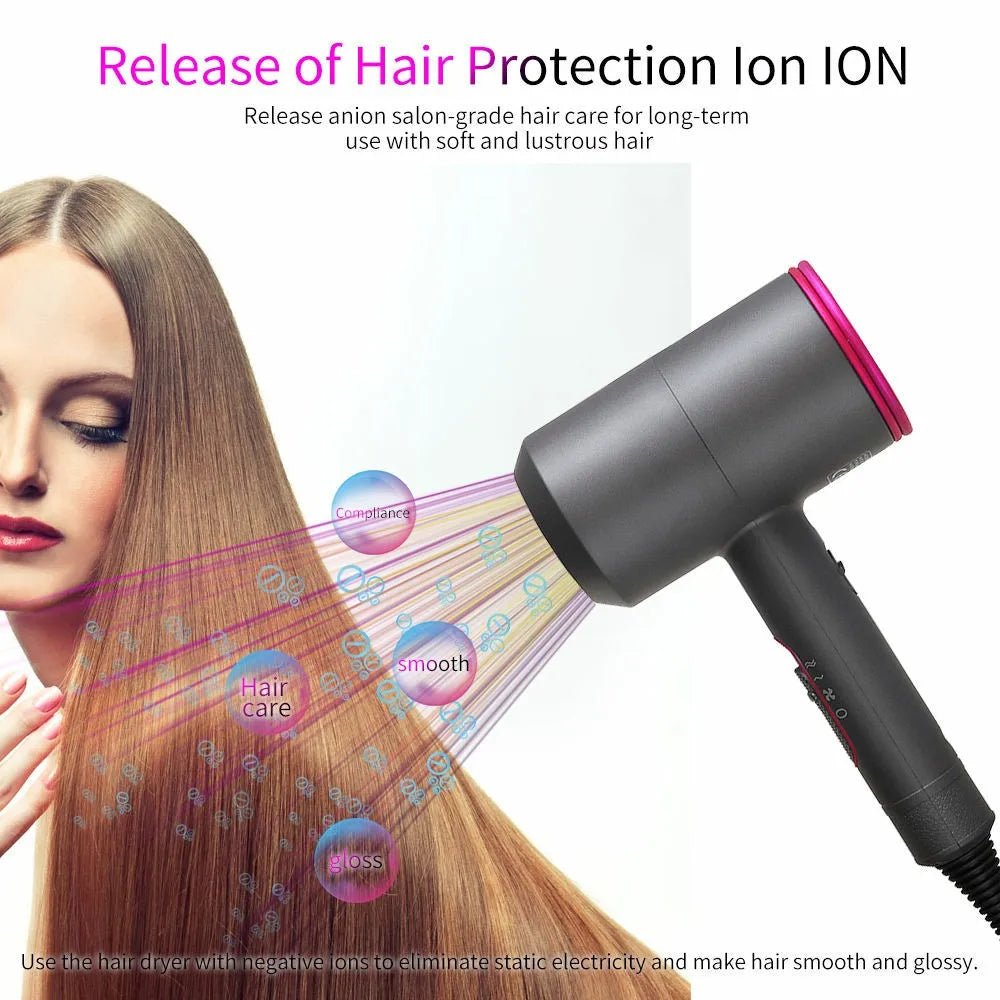 2000W Professional Hair Dryer - Hot & Cold Air with Diffuser & Negative Ion Technology