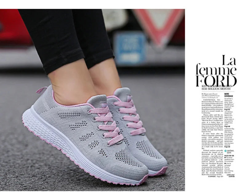 Women's Breathable Mesh Walking Shoes - Lightweight Slip-On Athletic Sneakers