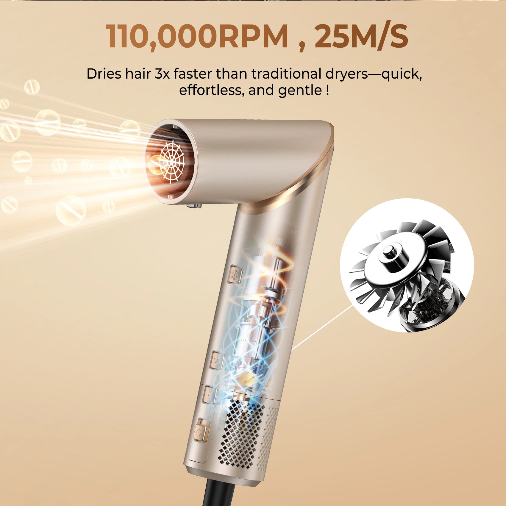 8-in-1 Professional Hair Styling Set - 110,000 RPM Brushless Motor Dryer with Complete Styling Tools