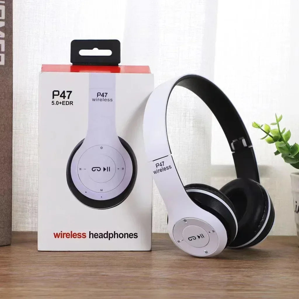 P47 Wireless Bluetooth Headphones - Foldable Over-Ear with 6H Talk Time & Volume Control
