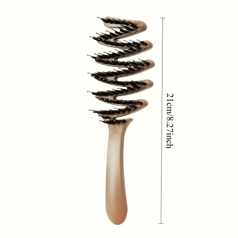 Long Handle Bristle Brush - Anti-Static Volumizing Hair Brush for All Hair Types