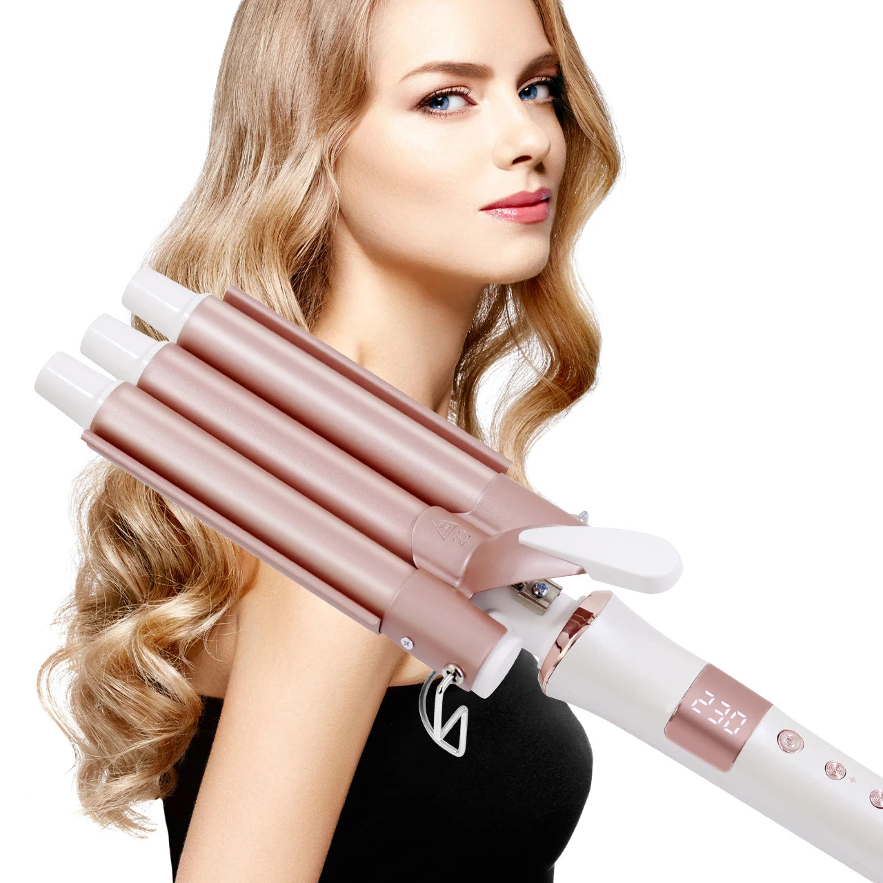 Triple Barrel Hair Curling Iron - Ceramic Waver for Versatile Curls & Waves