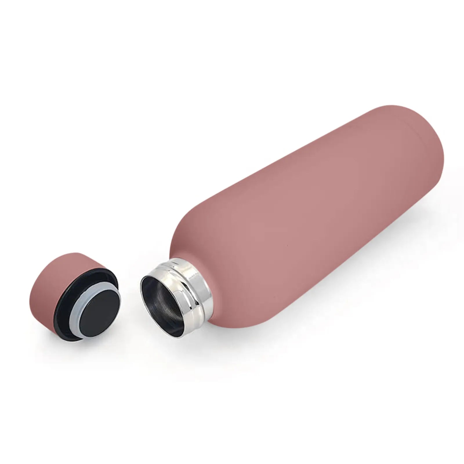 Cedar & Moore 500ml pink insulated stainless steel water bottle with cap off