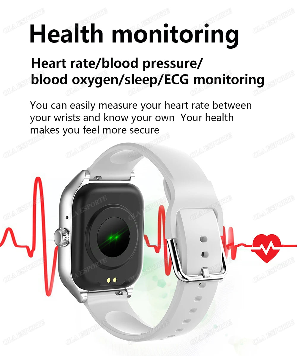 Cedar & Moore Smart Watch 2.01-inch with white band, Bluetooth calling, heart rate and blood pressure monitor