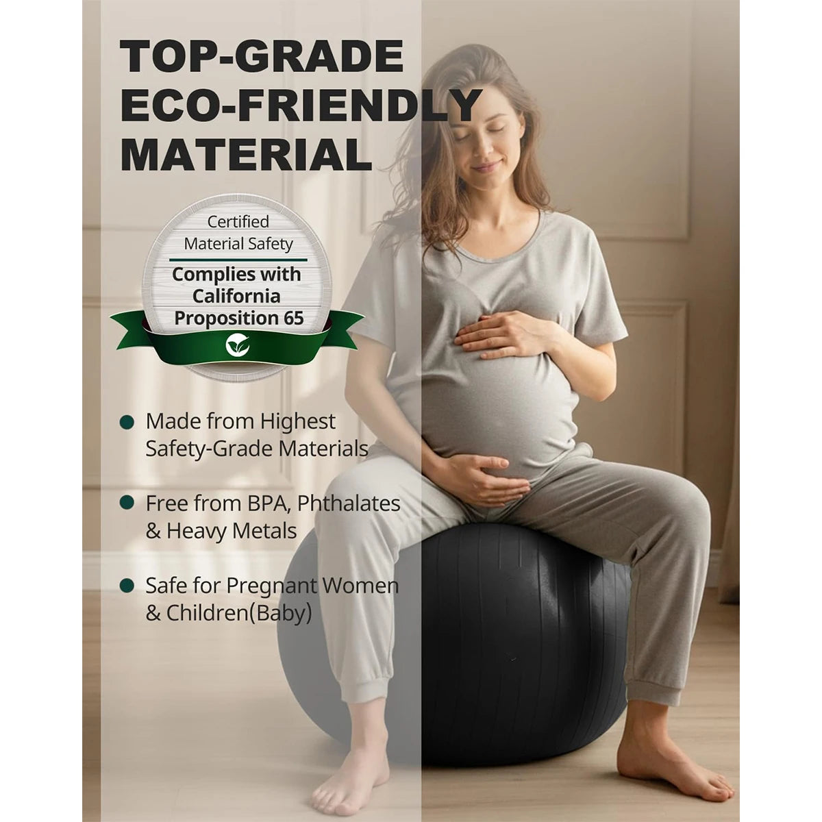 Yoga Balance Ball - Anti-Burst Pilates Exercise Ball 55/65/75/85cm for Core Strength