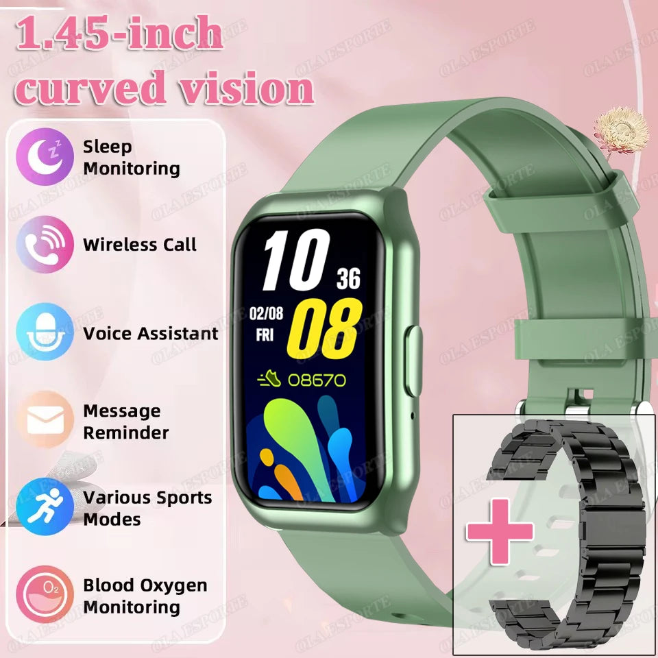 Curved Screen Smart Watch - Heart Rate Blood Oxygen Pressure Sleep Monitor Waterproof