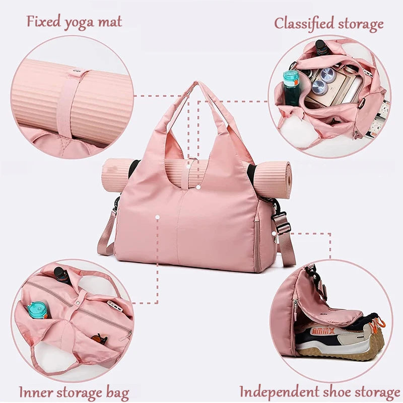 Women's Sport Gym Bag - Waterproof with Separate Shoe Compartment