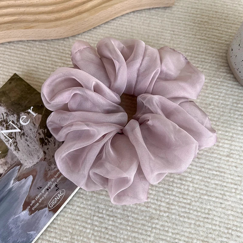 Soft Chiffon Pastel Hair Scrunchies - Romantic Ruffle Design Organza Hair Ties for Women