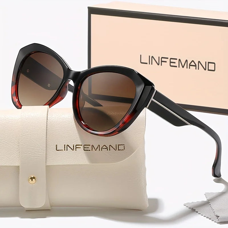 LINFEMAND Retro Cat Eye Sunglasses - Fashion UV400 Protection for Women