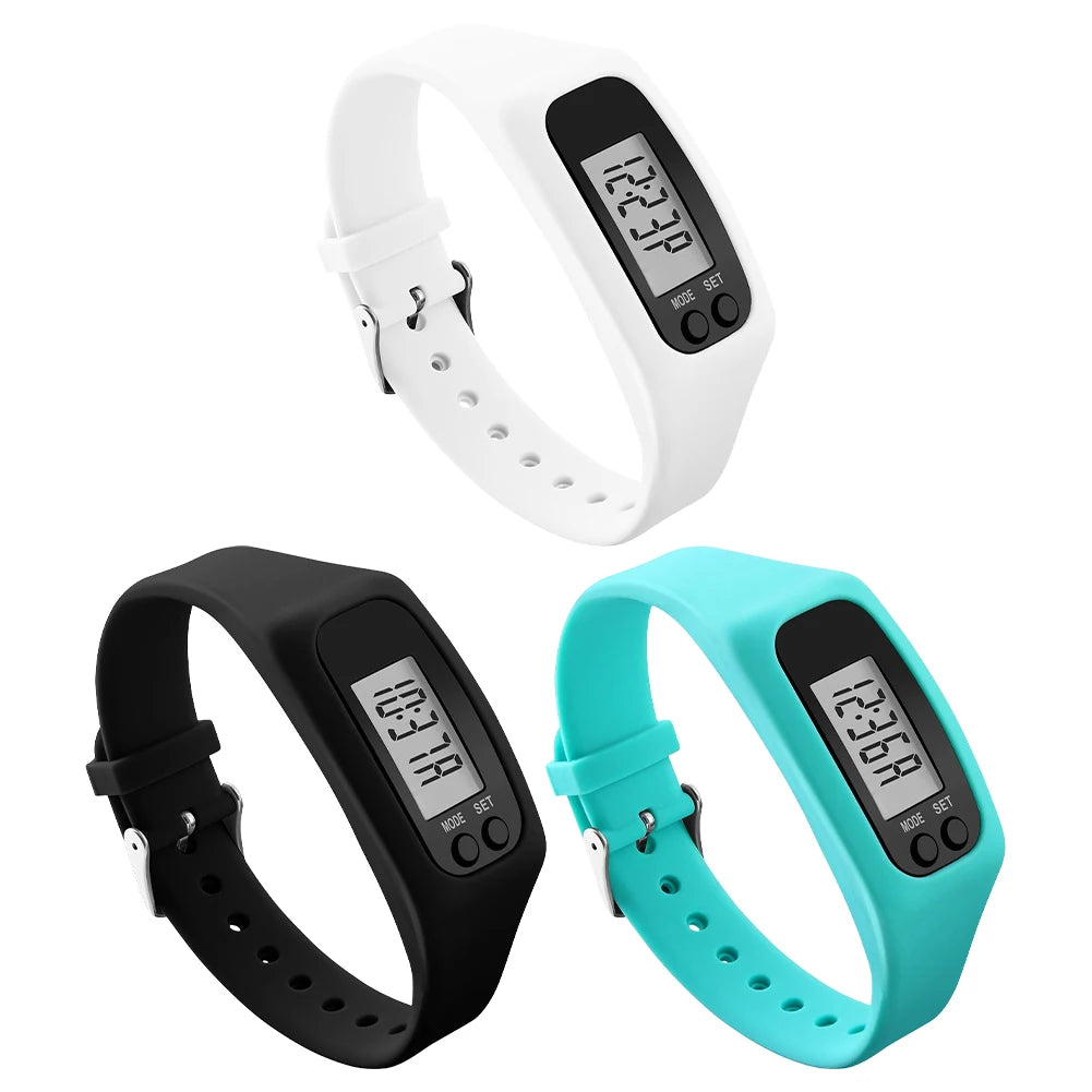 LED Pedometer Bracelet - Step Counter Watch with Calorie Tracker & 12/24H Display