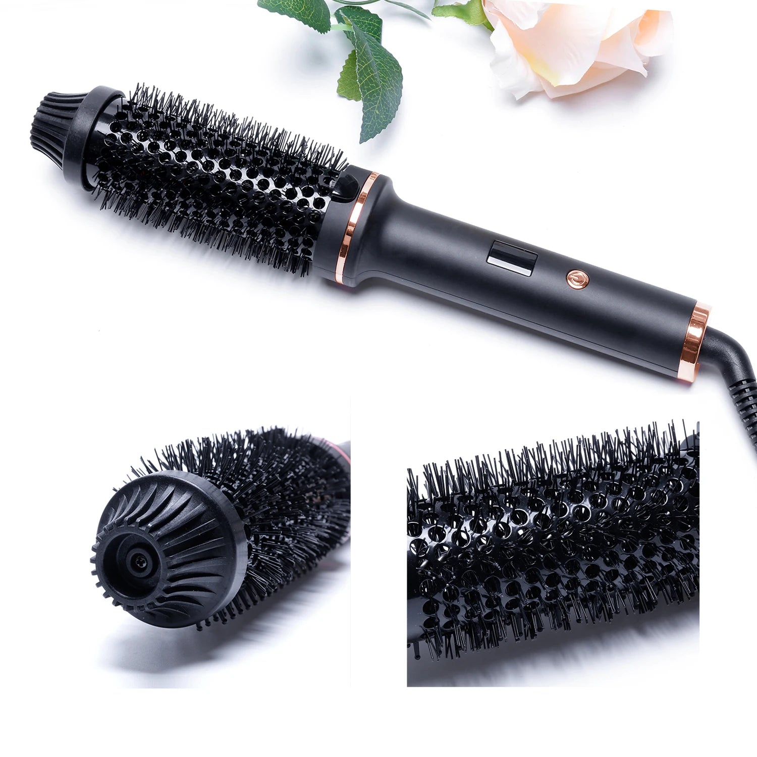 Hair Curling Brush - Ceramic Ionic Hot Brush with Anti-Scald Technology & Fast Heating