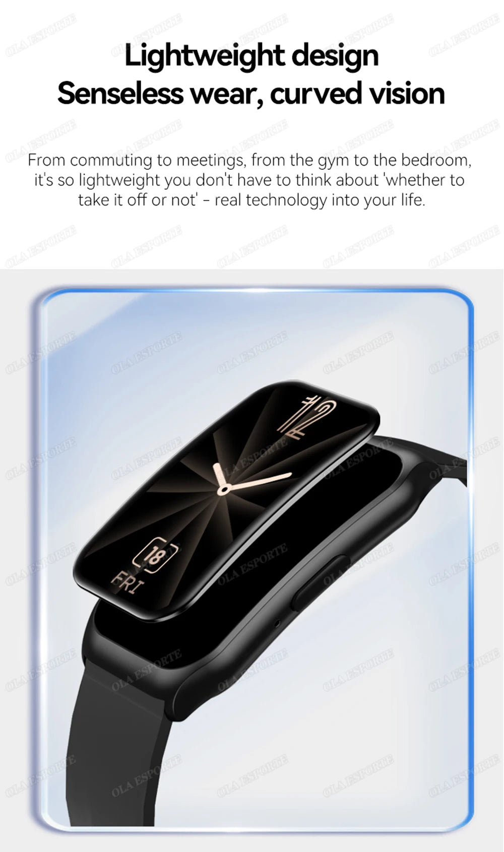 Curved Screen Smart Watch - Heart Rate Blood Oxygen Pressure Sleep Monitor Waterproof