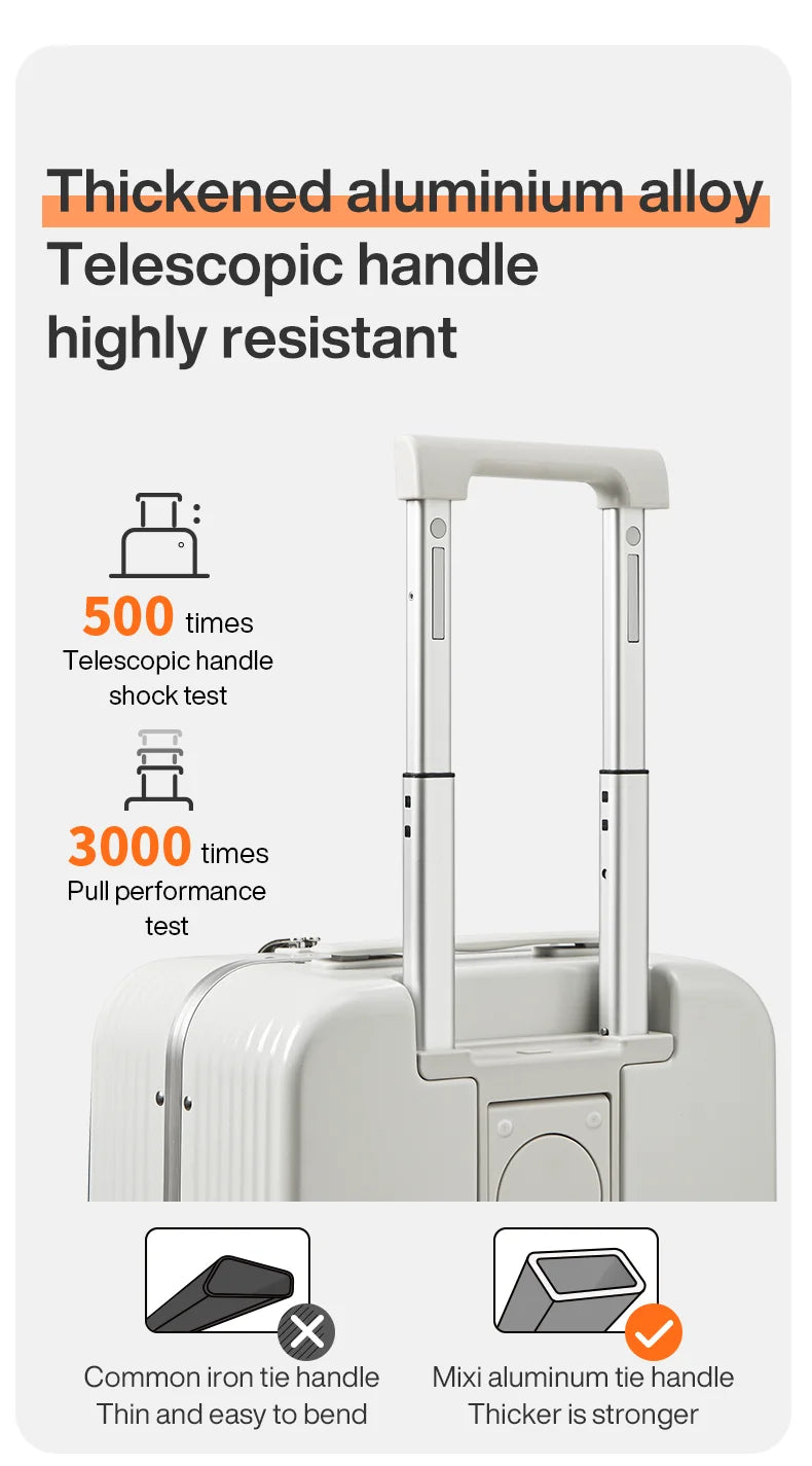 Mixi Aluminum Frame Carry-On Suitcase with USB Charging Port - 20/24 Inch Rolling Luggage