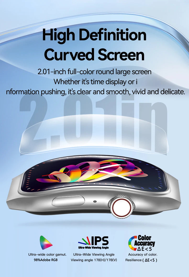 LAXASFIT H7 Smart Watch by Cedar & Moore with silver case and 2.01-inch curved AMOLED screen