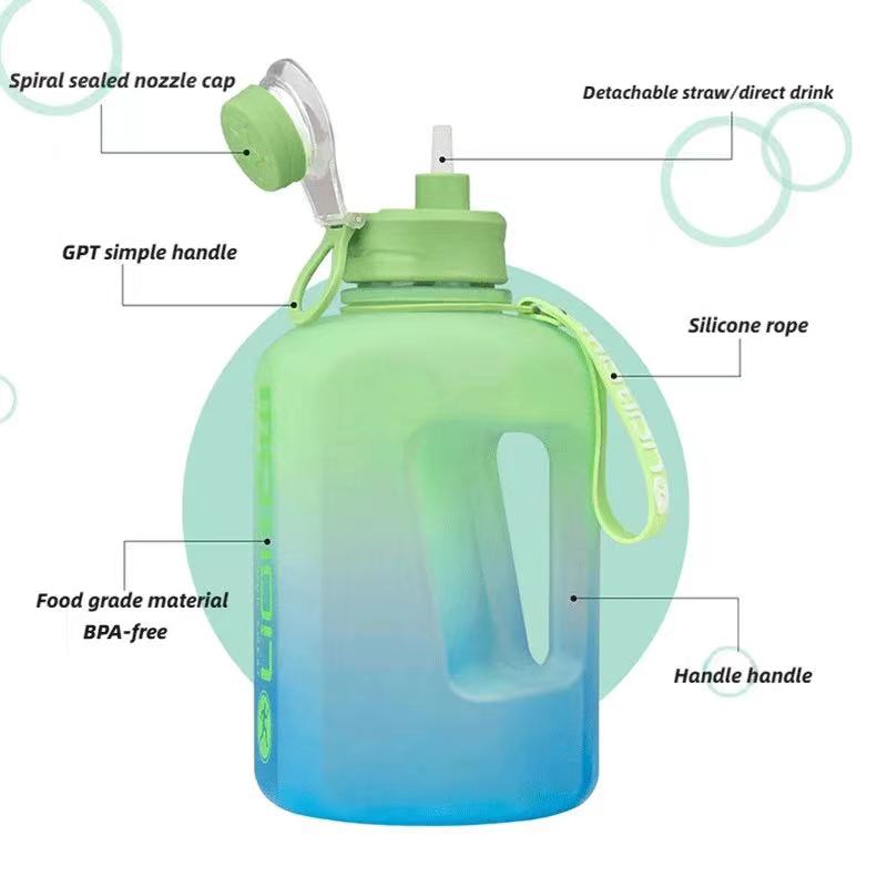 2.4L Sports Water Bottle with Straw - Extra Large Fitness Tracker Bottle with Measurement Scale