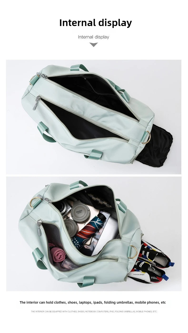 Outdoor Waterproof Nylon Sports Gym Bag with shoe Compartment