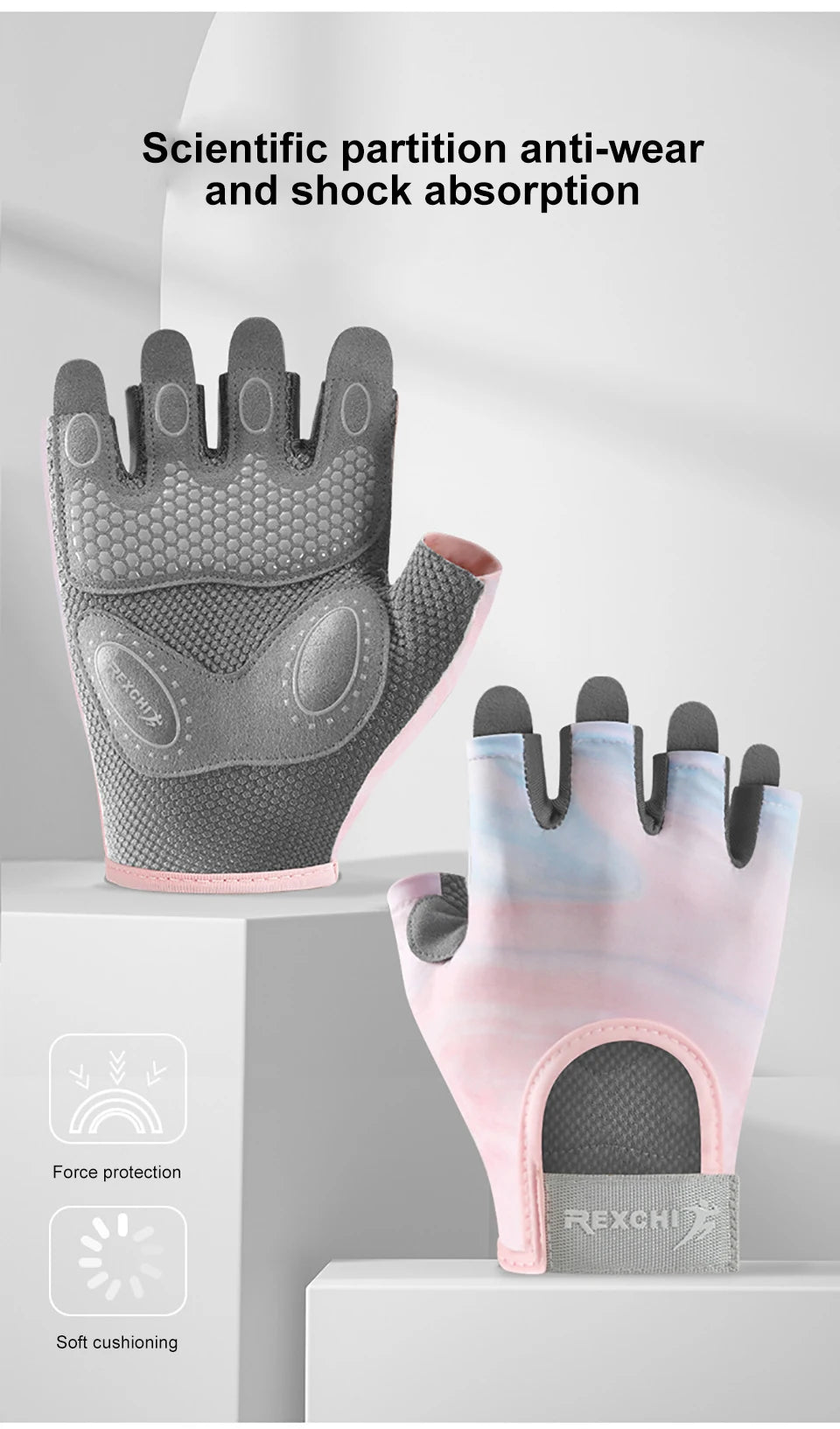 Half-Finger Workout Gloves - Shock-Absorbing Gym Gloves for Women & Men