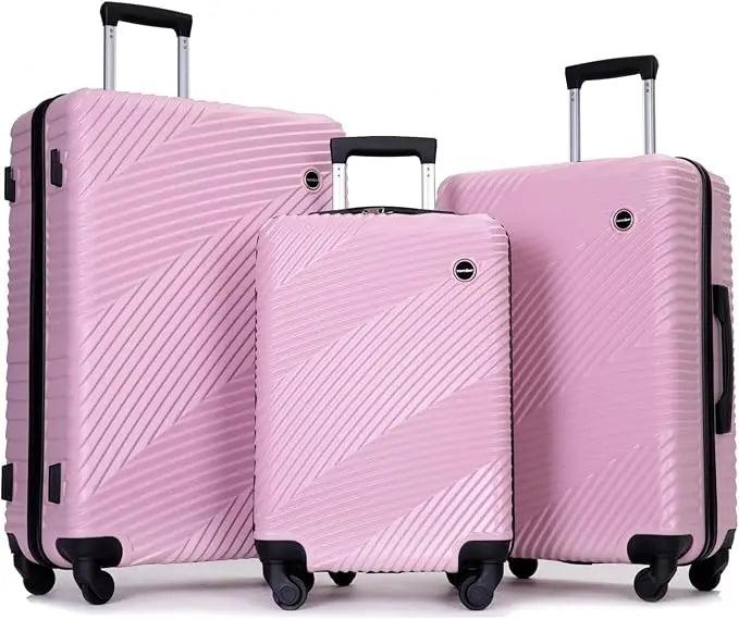 3-Piece Hardshell Luggage Set with Spinner Wheels - 20/24/28 Inch Lightweight Carry-On Suitcases