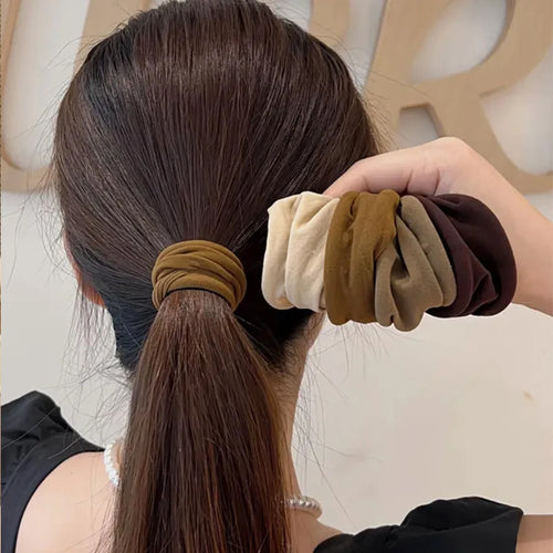 4-Piece Solid Wide Hair Band Scrunchies - Thickened Ponytail Holders for Women