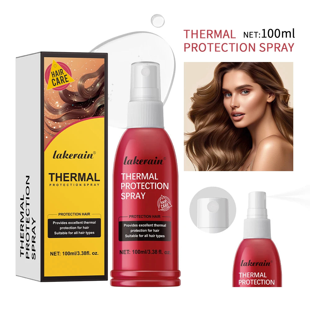 Lakerain Thermal Protection Spray bottle with white cap, red 100ml, yellow box packaging