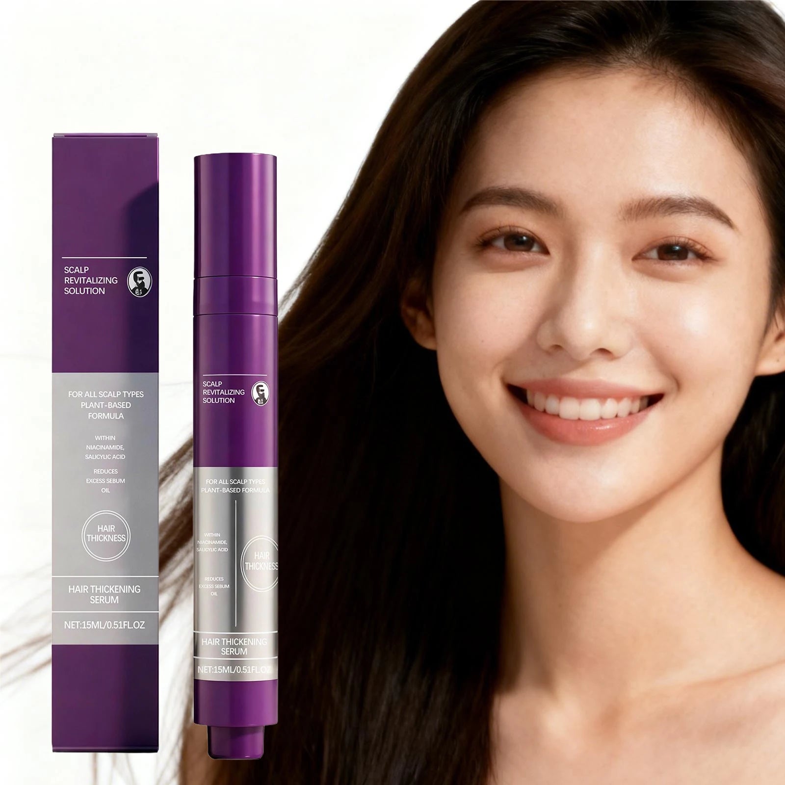 Rosemary scalp serum in purple tube and box, 15ml