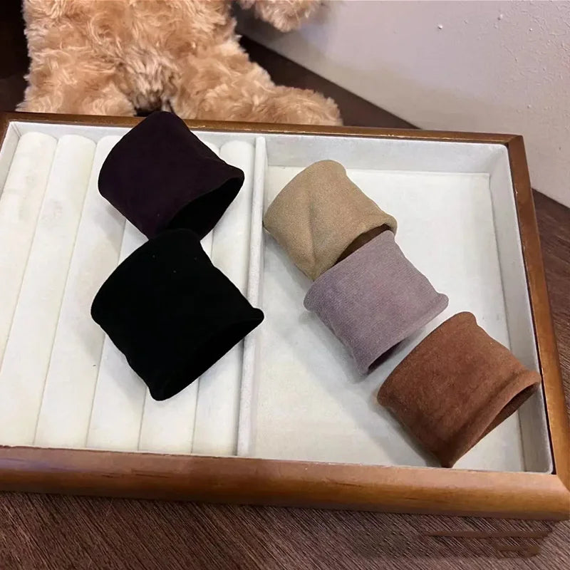4-Piece Solid Wide Hair Band Scrunchies - Thickened Ponytail Holders for Women