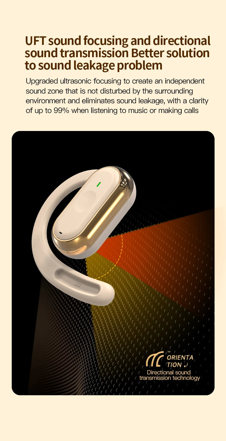 Cedar & Moore wireless in-ear earbuds with LED display, white/gold, IPX6 waterproof