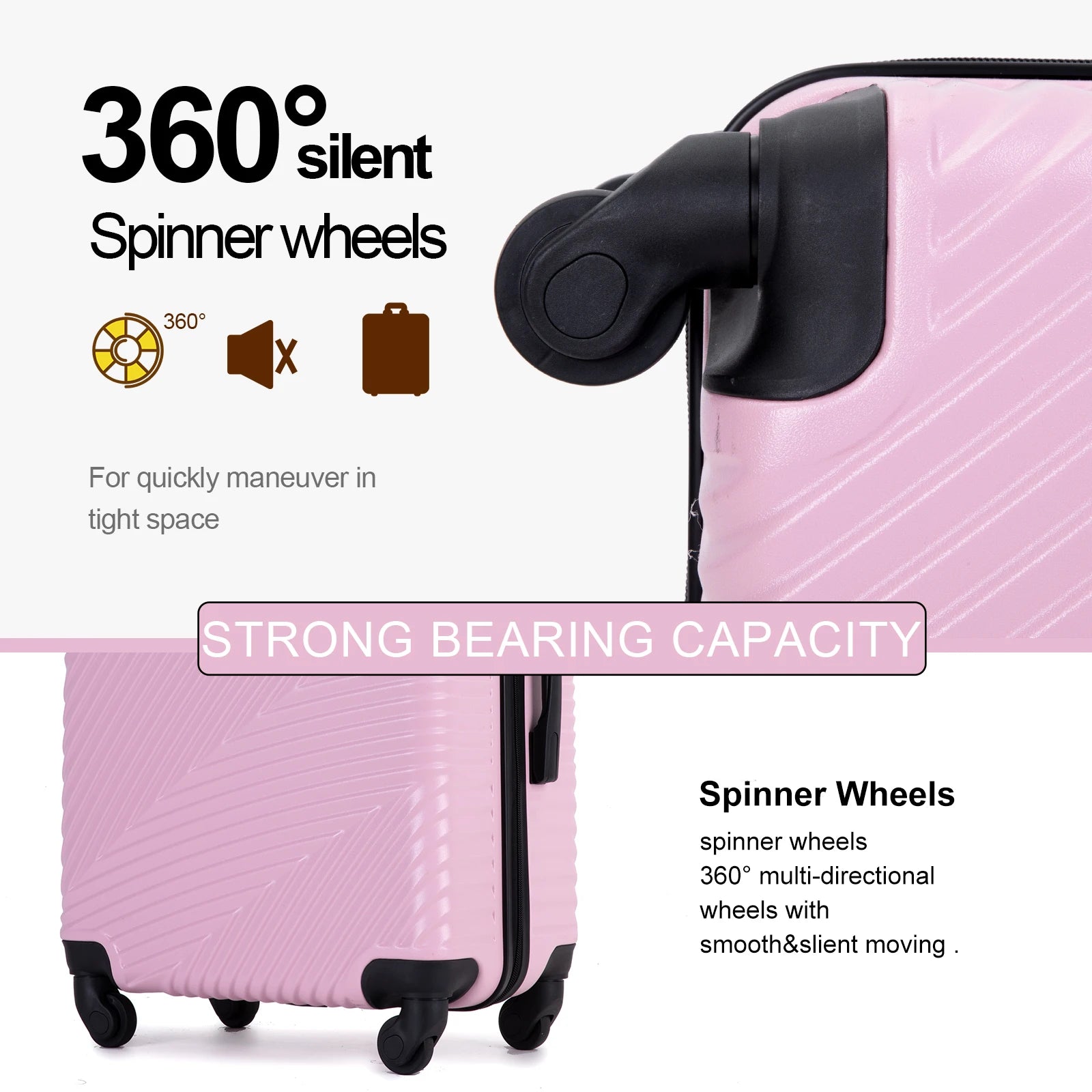 3-Piece Hardshell Luggage Set with Spinner Wheels - 20/24/28 Inch Lightweight Carry-On Suitcases