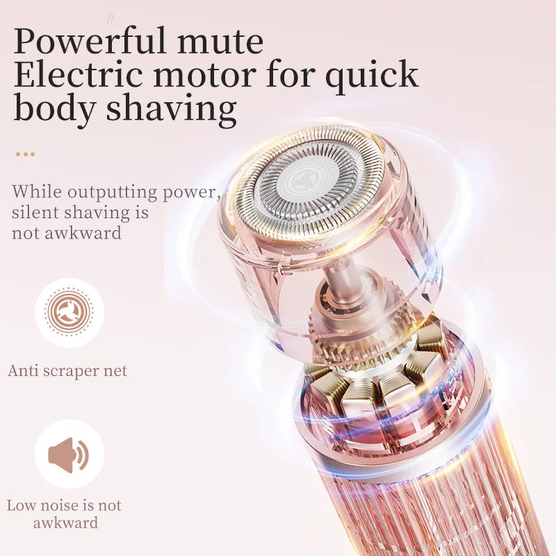 Electric hair trimmer shaver head close-up with rotary blades and protective net