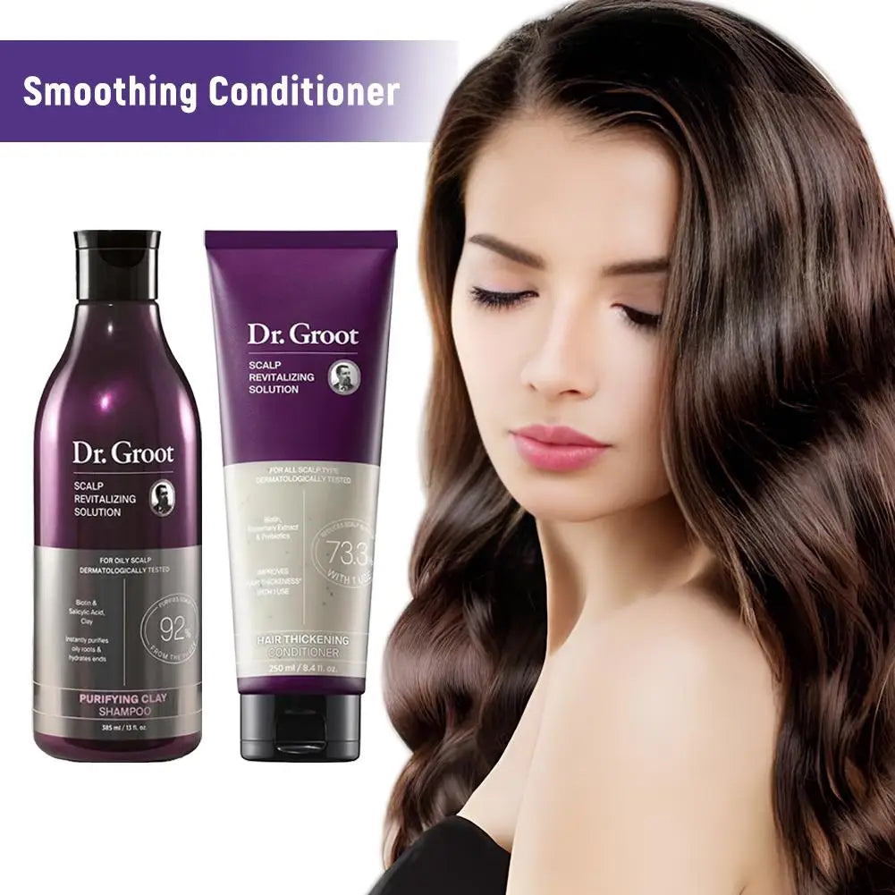 Dr.Groot hair loss treatment set - 2-piece purple nourishing shampoo and smoothing conditioner